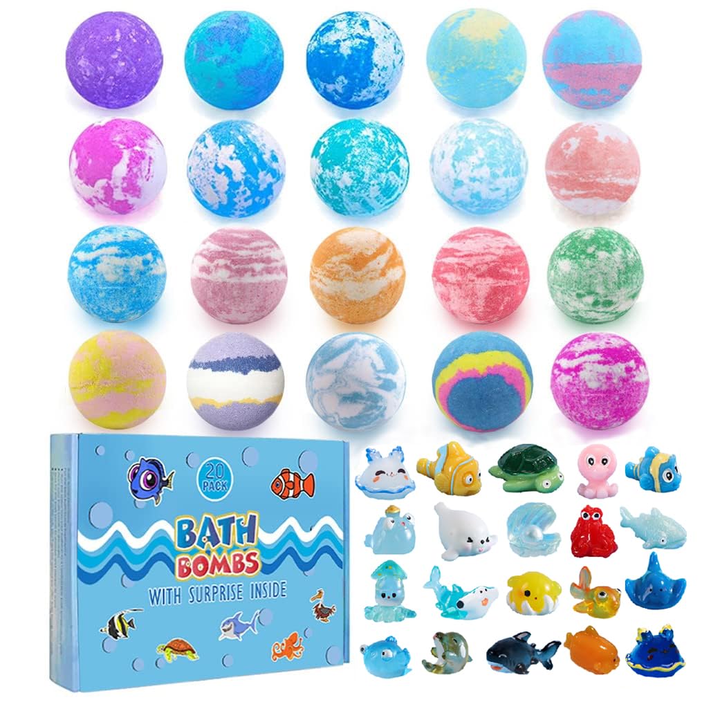 Halloween Bath Bombs for Kids with Surprise Inside 20 Pack Bath Bombs with Fruity Scents, Relaxing Aromas, Ideal Gift for boy Girls