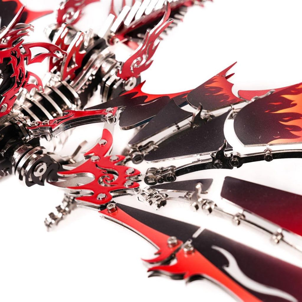 3D Metal Puzzle Dragon Model Kit, 200PCS DIY Steampunk Mechanical Fire-Breathing Dragon with Adjustable Wings, Creative Handcrafted Metal Art Craft Desktop Display & Decoration for Adults