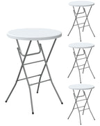 32" Round Folding Table, HDPE Top & Metal Frame, 2 Pack, White