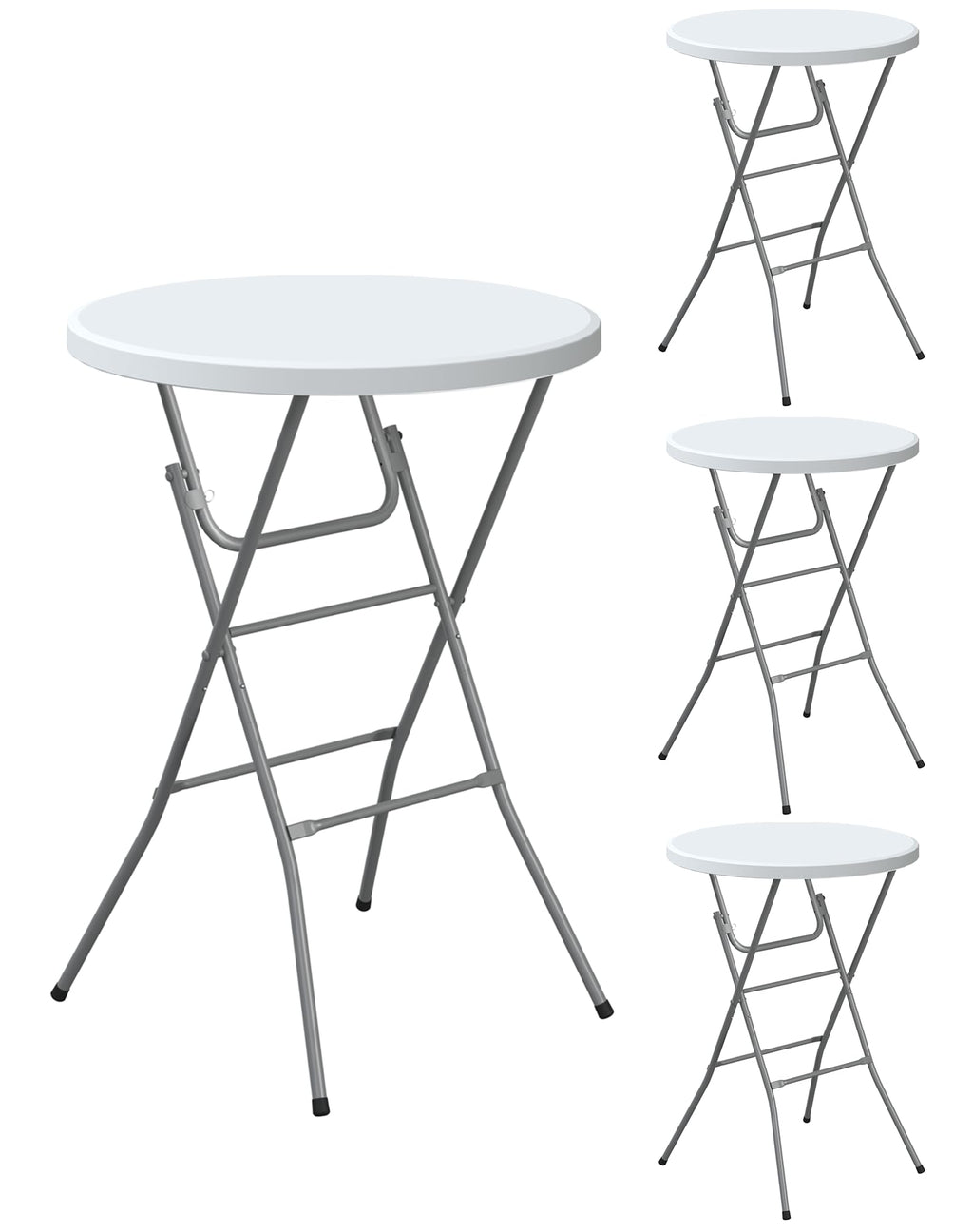 24" Round Folding Table, Plastic Bar Height Tables for Parties Black