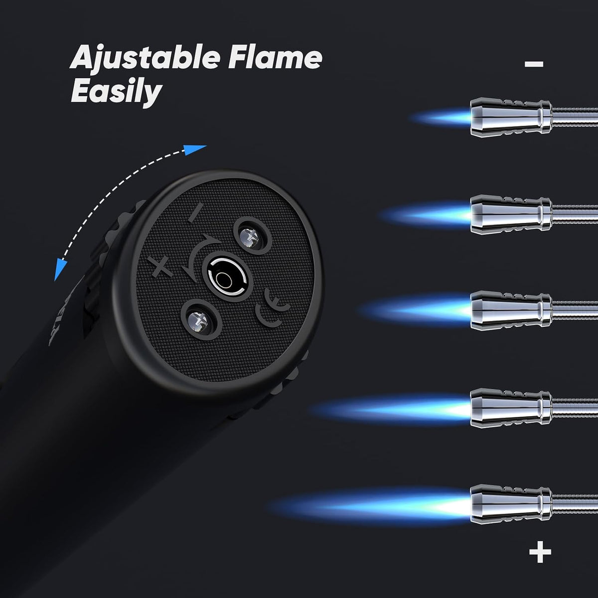 Butane Lighter Torch Long Lighter Refillable Lighter Windproof with Visual Fuel Window Flexible Extra Long Torch Lighter for Fireplace Candles (No Butane Included) (Black + Orange, 2 Pack)
