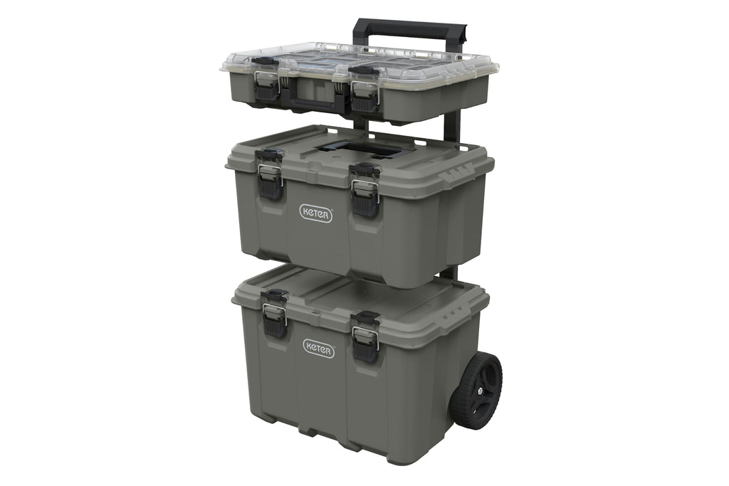 Keter Stack N Rolling Tool Box Modular Storage System 3 Piece