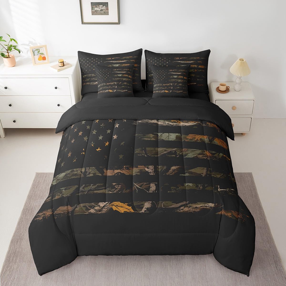 Feelyou Deer Comforter Set with Sheets King Size 7 piece Kids Rustic Deer Hunting Bedding Set Cabin Lodge Deer Bed in a Bag Farmhouse Nature Wildlife Antlers Brown Bed Set