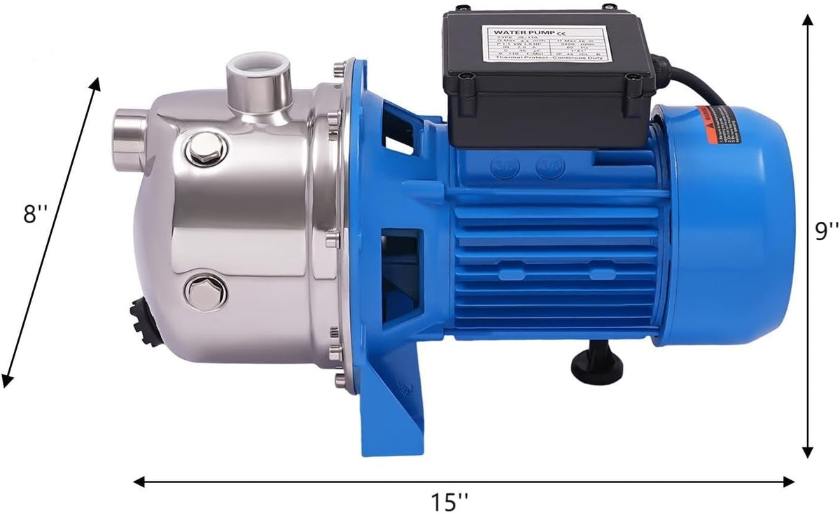 1.5 HP Shallow Well Pump 1.5KW Shallow Well Jet Pump 15 GPM 157.5ft Lift Electric Sprinkler Booster Pump for Garden Lawn Home Irrigation Pressure Booster Pump