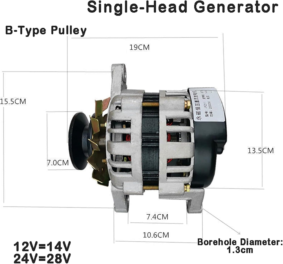 2000W Permanent Magnet Generator 14 / 28V DC Brushless Constant Voltage Generator High Power Charging Generator Set for Single-Cylinder Diesel Engines, Tractors, Lighting,Single Head,28V