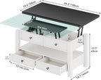 YITAHOME 4-in-1 Lift Top Convertible Coffee Table with Drawers, Black Top