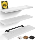 BAYKA Rustic Brown Floating Shelves 35.4in, Set of 2, Wall Mount Wood Shelf