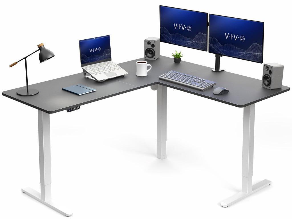 VIVO Black 63 x 55 in Corner Standing Desk, DESK-E3CTB