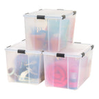 IRIS USA 3-Pack 156 Qt Storage Bins with Gasket Lids, Clear/Black