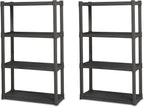 Sterilite 4 Shelf Unit, Heavy-Duty Plastic Utility Storage Rack, 2-Pack