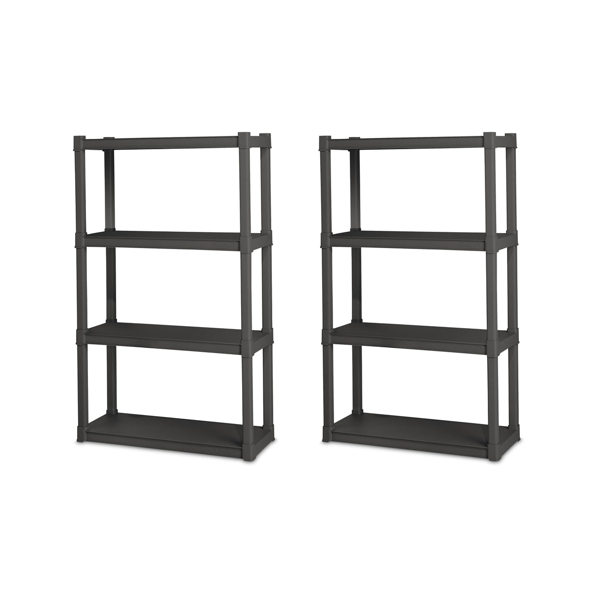 Sterilite 4 Shelf Unit, Heavy-Duty Plastic Utility Storage Rack, 2-Pack