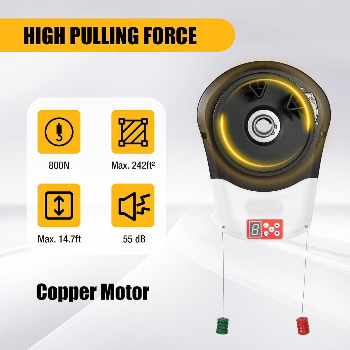 Automatic Roll Up Door Opener Kit, Wall Mount Commerial Garage Roller Door Opener with 2 Remote Control for Garage Warehouse Store & Barn Farm