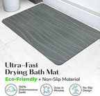 Stone Bath Mat for Bathroom, Dries in Seconds - Diatomaceous Earth, Gray