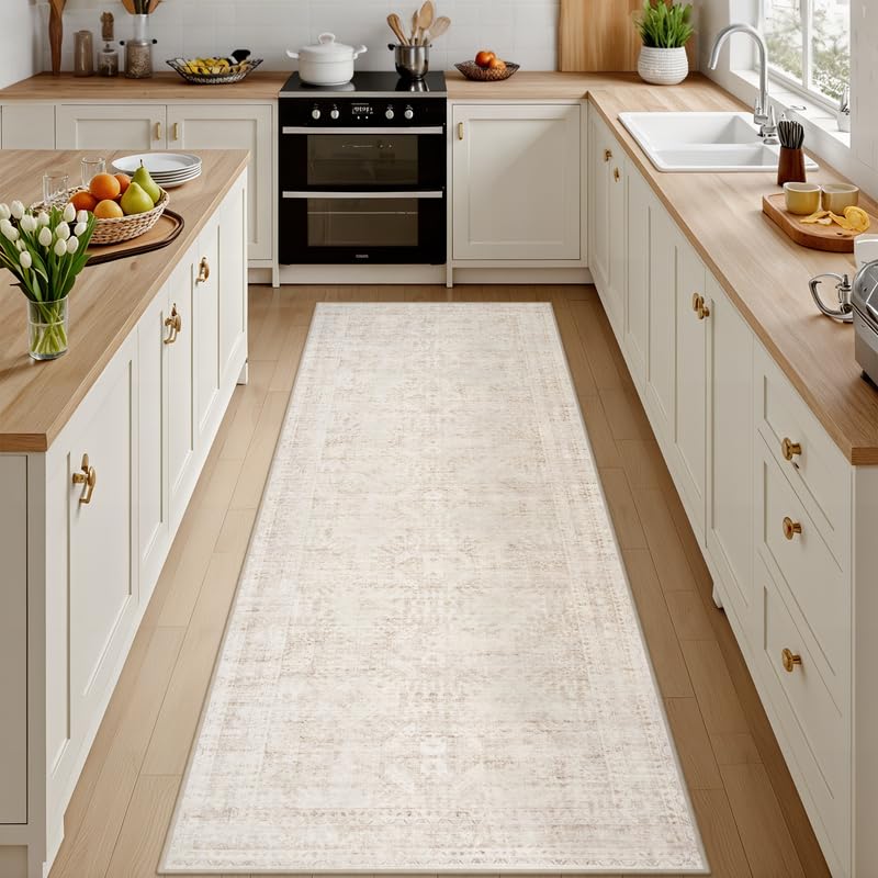 8x10 Area Rugs Living Room: Bedroom Washable Carpet Beige/Ivory