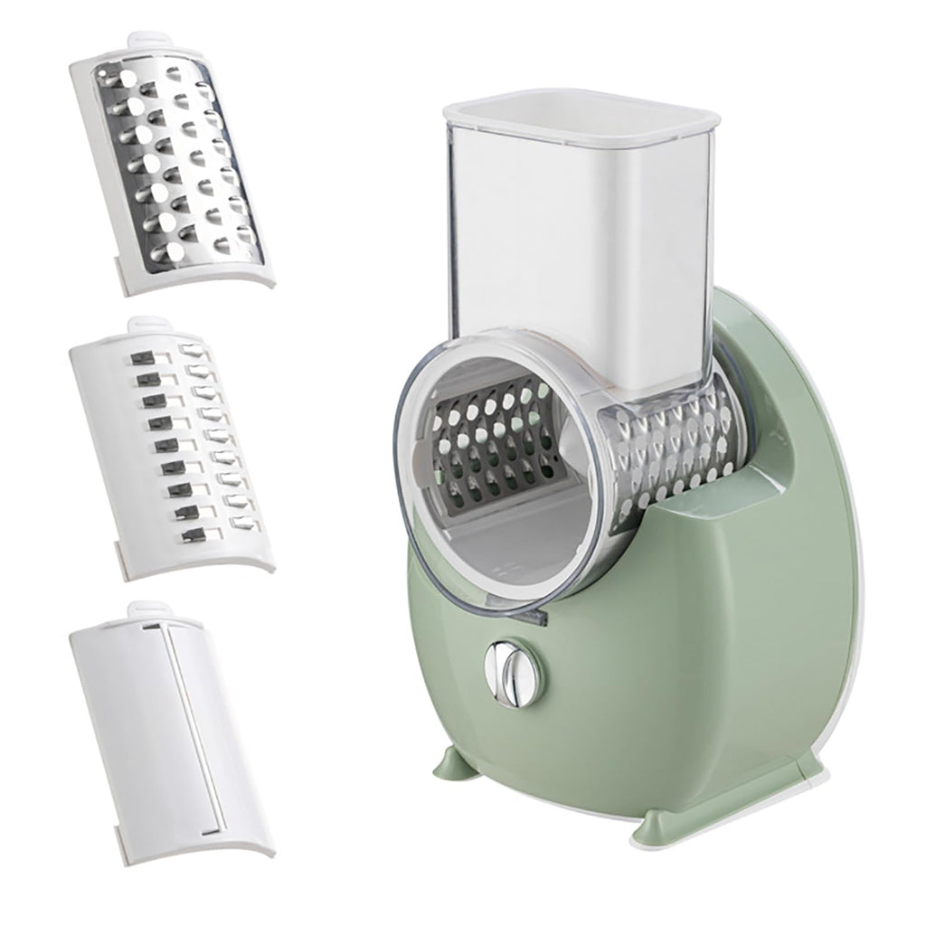 Electric Cheese Grater Vegetable Slicer, Rechargeable Rotary Grater Salad Maker with 3 Interchangeable Blades, Durable Material and Cutting Efficiently, for Kitchen, Camping, Restaurant