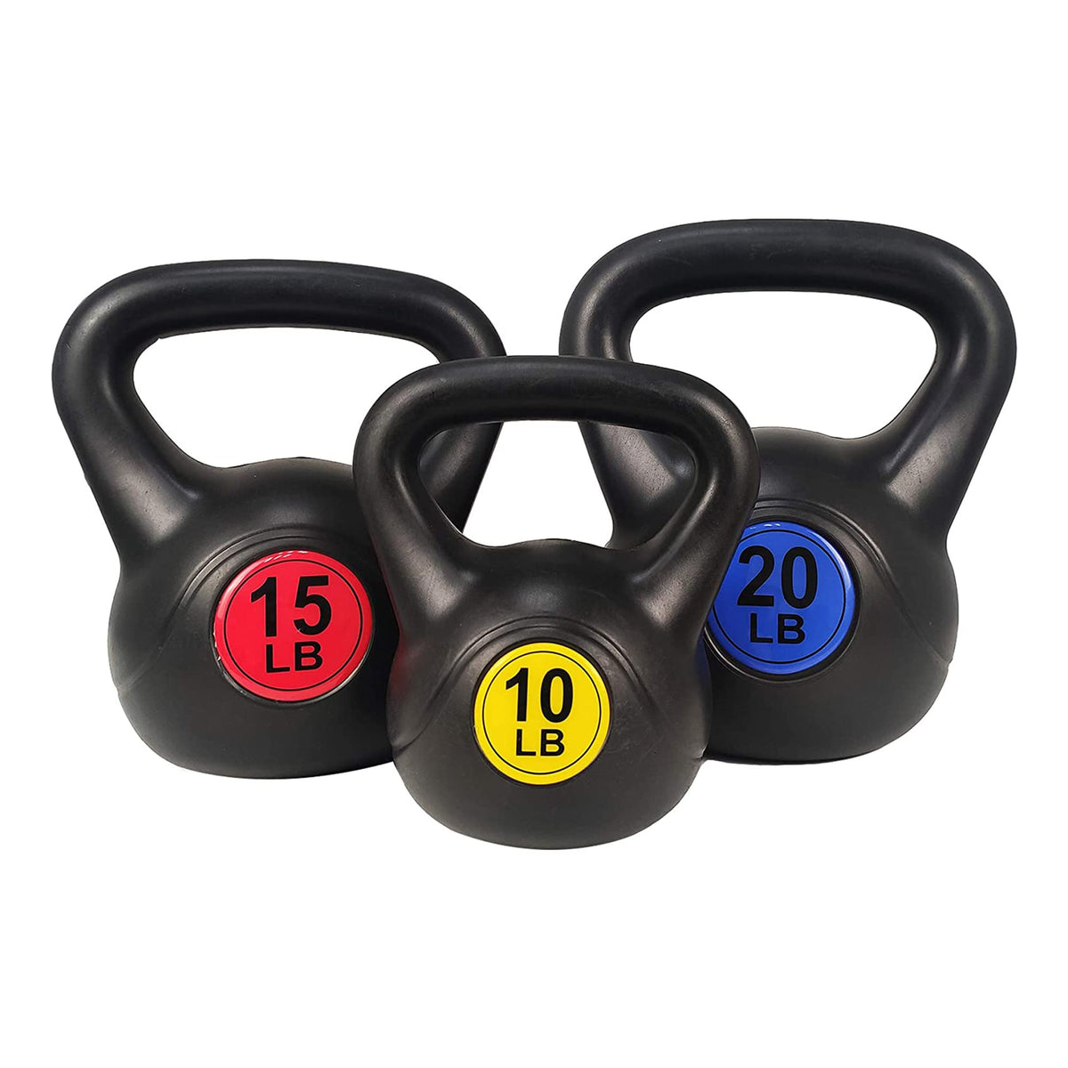 BalanceFrom Vinyl Kettlebell Set, 30/45/50/75 Pound Options – Cement-Filled Strength Training Weights with Ergonomic Grip and Color Coding for Full Body Fitness at Home or Gym