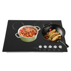 2 Burners Electric Cooktop, 20 Inch 110V 1700W Electric Ceramic Cooktop Built-in Electric Stove Top with 5 Power Levels and Kid Safety Lock and Timer (No Plug)