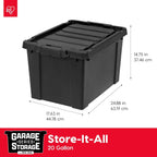 IRIS USA 6-Pack 20 Gal Heavy Duty Lockable Storage Totes with Lids, Black