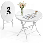 24" Round Folding Table, Plastic Bar Height Tables for Parties Black