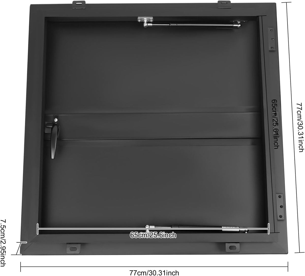 Roof Hatch, Roof Access Hatch,Roof Security Door with Hydraulic Support Rod and Switch Type Handle,Commercial Manhole Cellar Export Lid,Attic Skylights Roof Hatch Vent Access Door (Black-25.6x25.6)