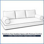 Cottington Lane 6 Piece Outdoor Daybed Cushion Cover Set, Twin Size Fitted 39" x 75" with 6" Deep Fit, Waterproof Indoor Daybed/Porch Swing Bed Mattress & Pillow Bolster Cushion Cover, White