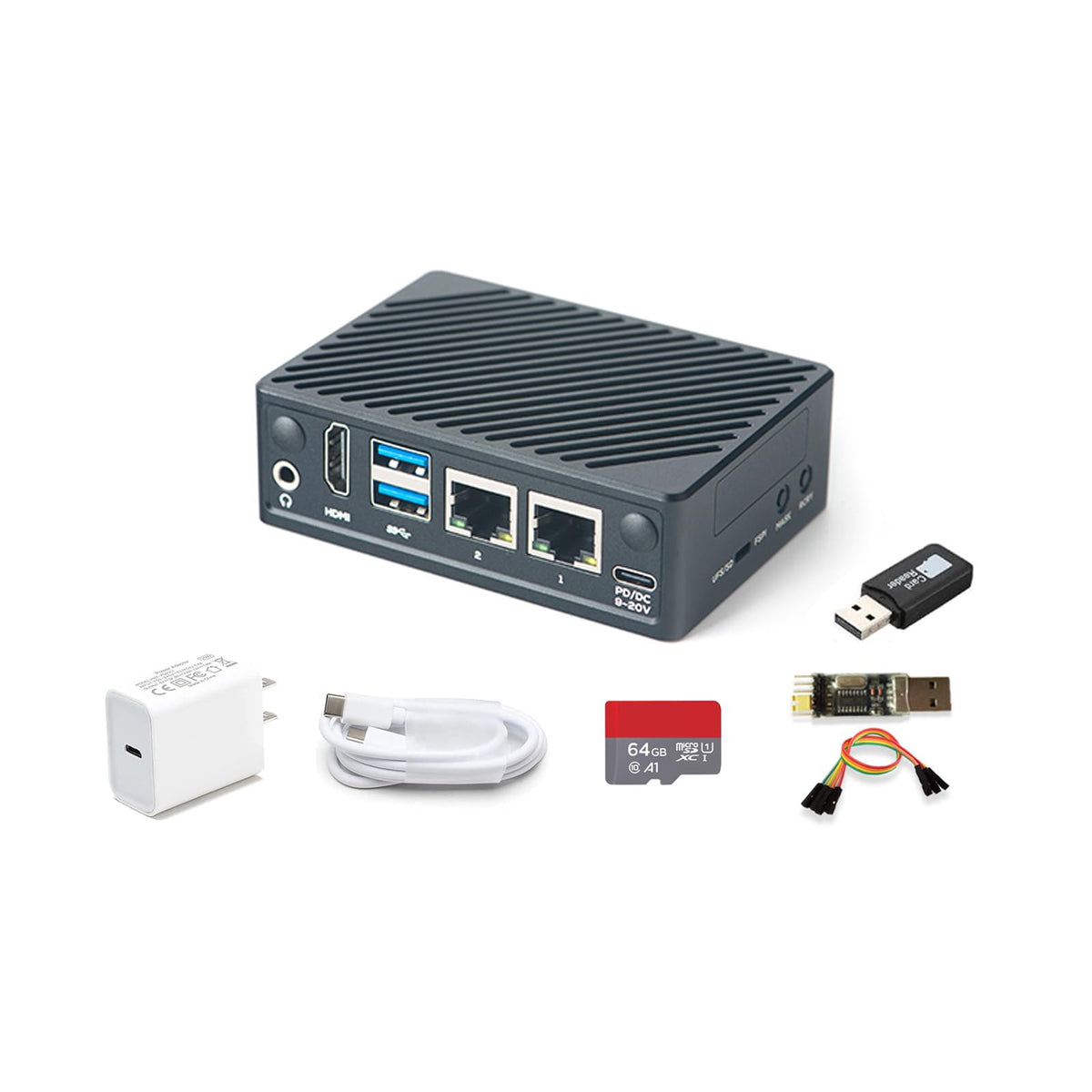 FriendlyElec Nanopi M5 Portable Mini Router OpenWRT - LPDDR5 8GB/16GB RAM 6TOPS NPU, RK3576 SoC with Al Model, Dual Gbps Ethernet for IoT NAS Smart Gateway (with WiFi Module, 4GB, TF Card Kit)