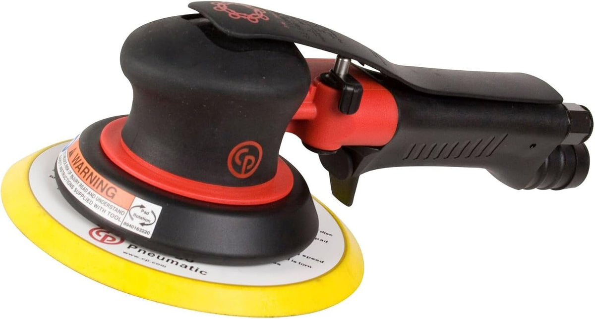 Chicago Pneumatic CP7255H - 6 Inch (150 mm), Air Random Orbital Sander Tool, Non-Vacuum, PSA, 0.28 HP / 210 W, 11000 RPM, Home Improvement, Woodworking, Polisher, Heavy Duty