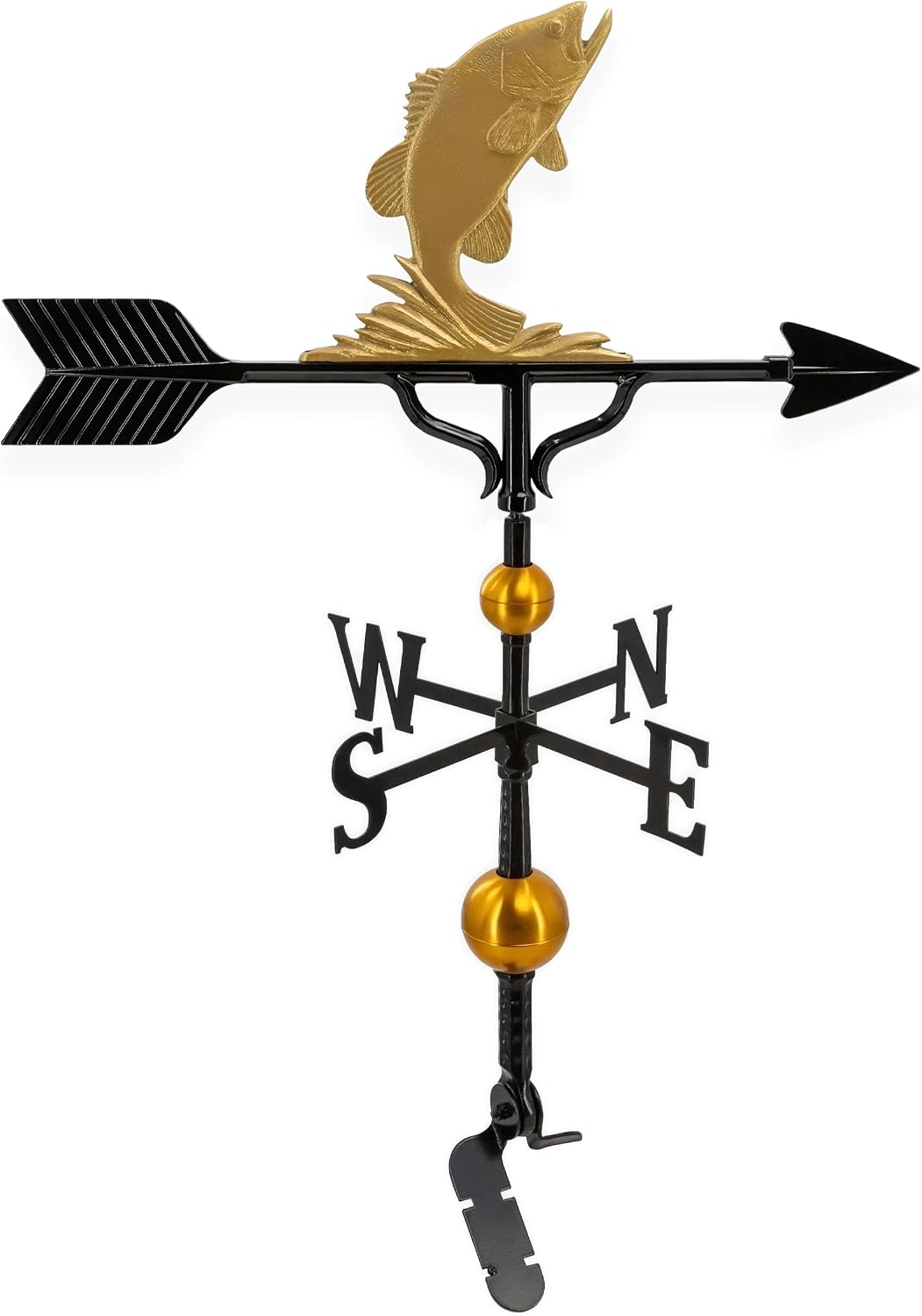 Montague Metal Products Aluminum Bass Weathervane - Deluxe, Gold