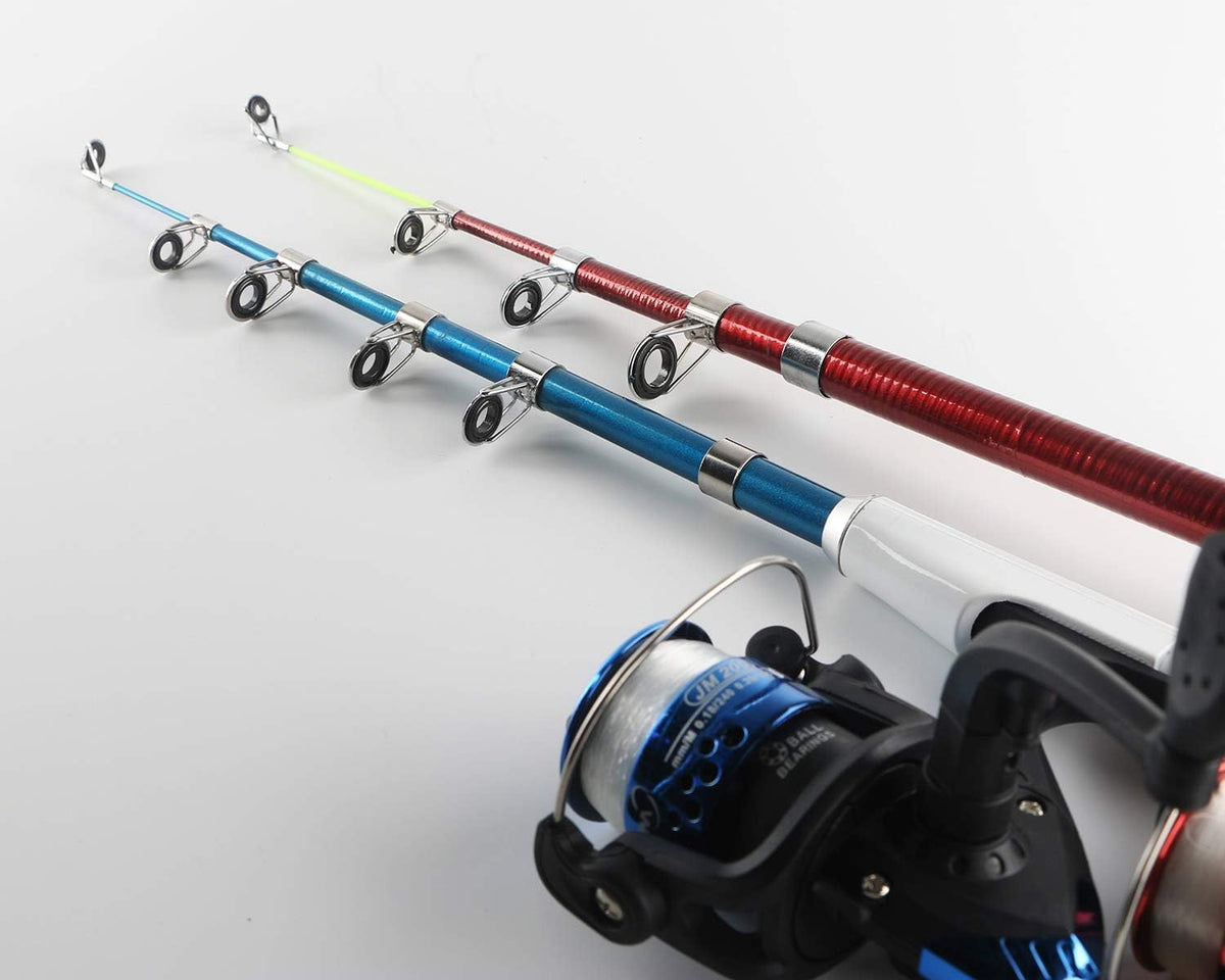 Fishing Rod Reel Combos Collapsible Fishing Rod Kit, 2PCS Telescopic Fishing Pole+2PCS Spinning Reels+Lures Hooks+Tackle Bag+Fishing Accessories Full Combo for Kids Youth