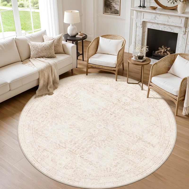 8x10 Area Rugs Living Room: Bedroom Washable Carpet Beige/Ivory