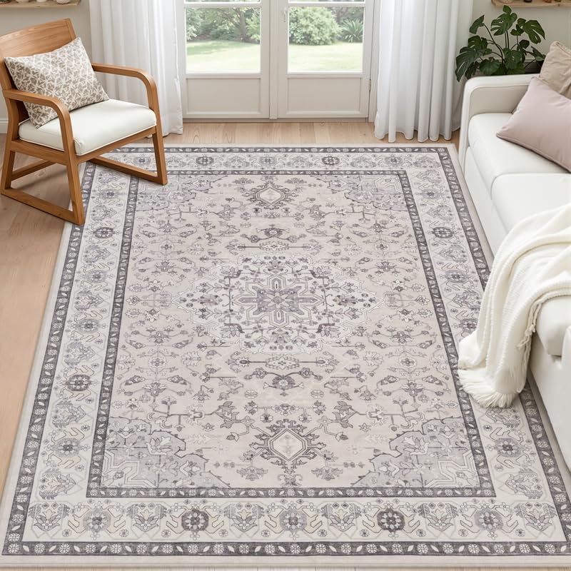 8x10 Area Rugs Living Room: Bedroom Washable Carpet Beige/Ivory