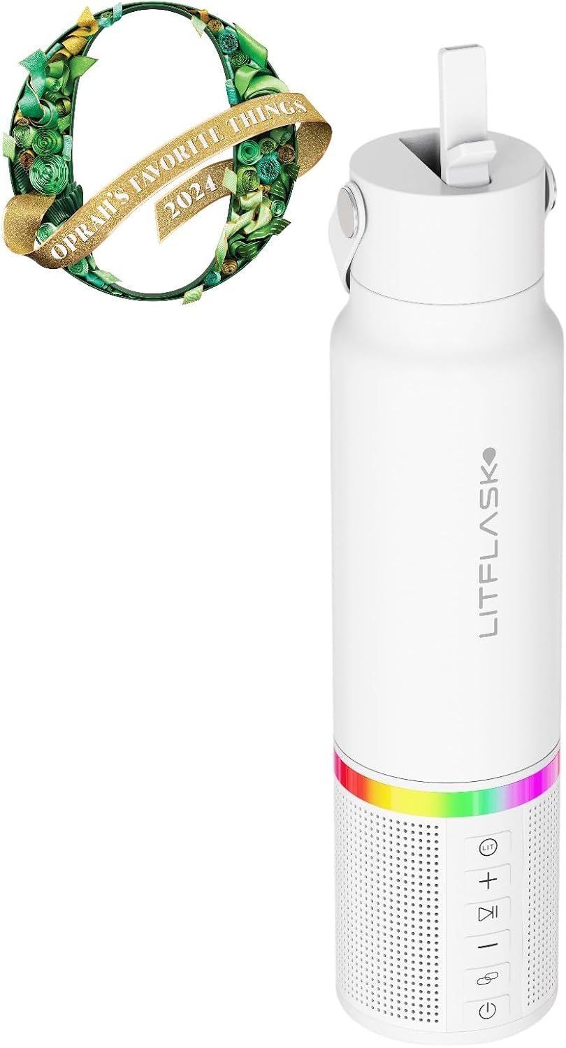 LitFlask Smart Water Bottle, Ultra Premium Bluetooth Speaker, Portable Charging, 20oz Stainless Steel. Oprah’s Favorite Things 2024