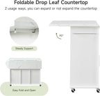 ONBRILL 47" Kitchen Island with 2 Storage Cabinets & 5 Drawers, White