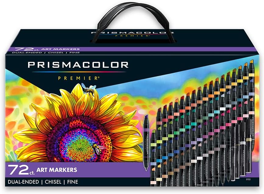 Prismacolor Premier Dual-Ended Art Markers, Alcohol Marker Set, Assorted Colors, 72 Count - Adult Coloring, Drawing, Arts & Crafts, Bible Study Supplies