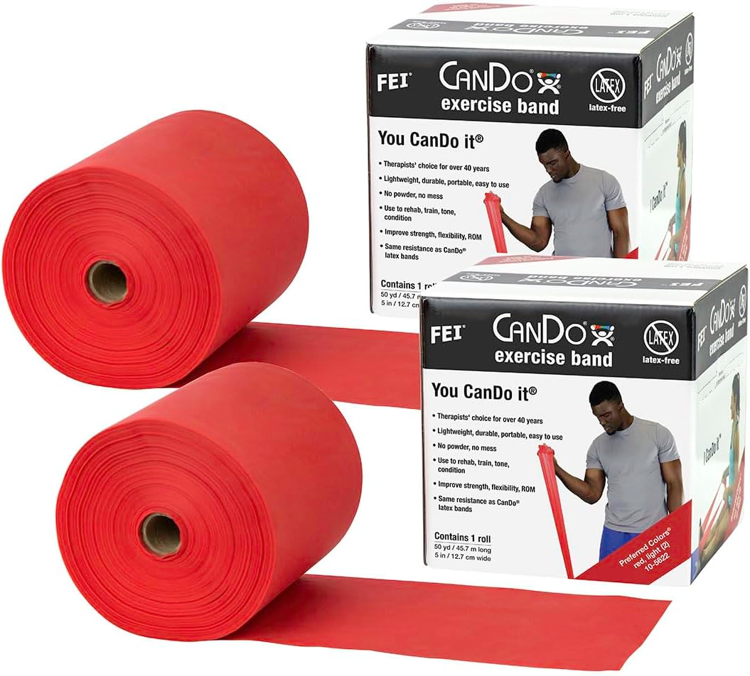 CanDo Twin-Pak Latex-Free Exercise Band, Gold, 100 Yard
