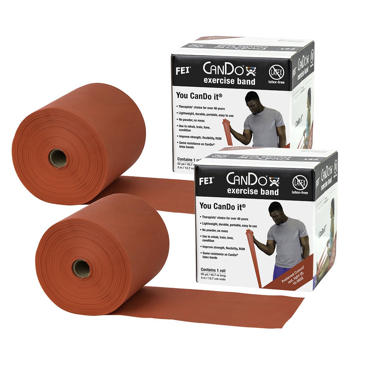 CanDo Twin-Pak Latex-Free Exercise Band, Tan, 100 Yard
