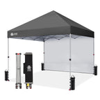 CROWN SHADES 10x10 Pop Up Canopy with 1 Side Wall, Beach Canopy Tent, Red
