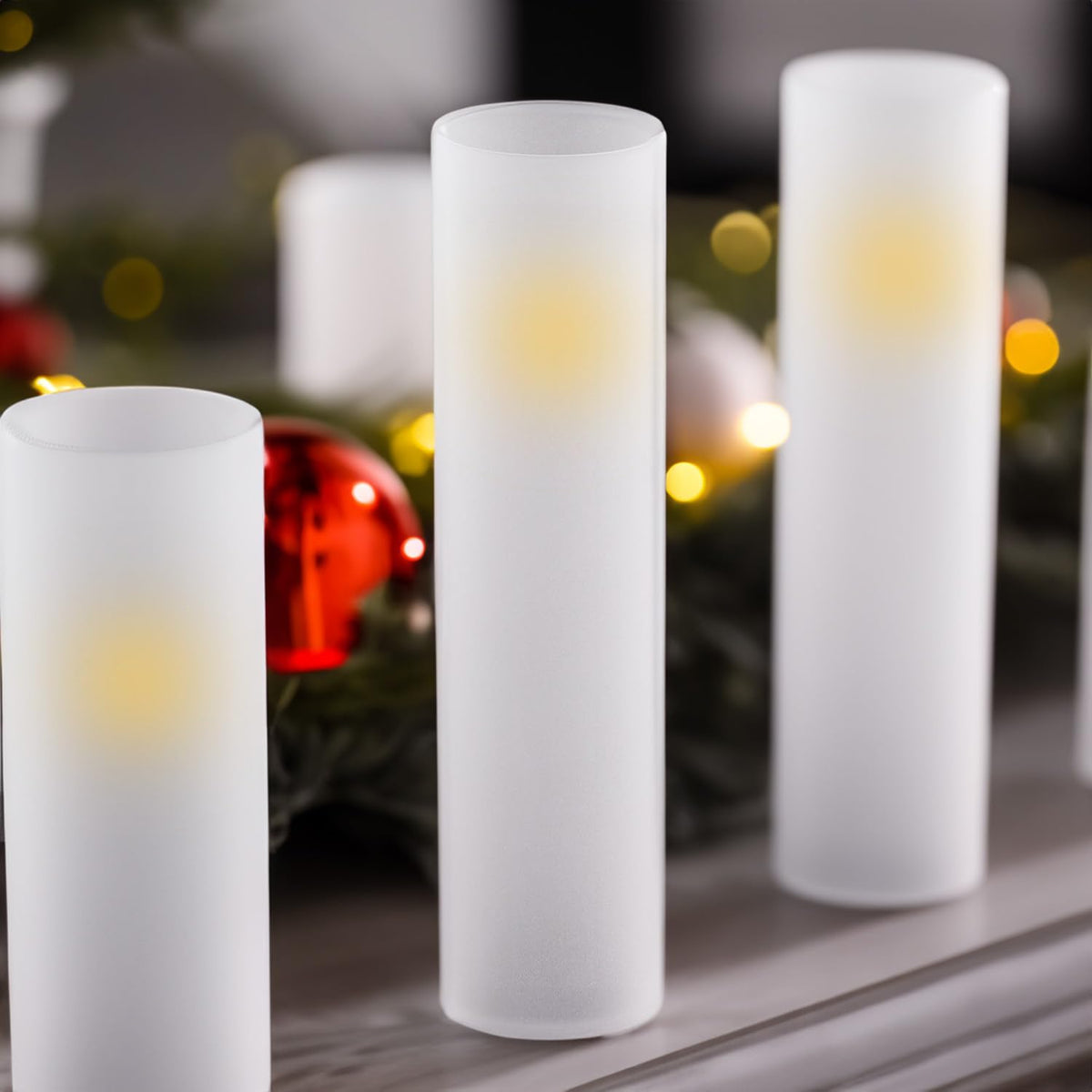 WGVI Hurricane Candle Holder Sleeve, W: 4", Ht: 12", Frosted Glass Cylinder Open Both Ends, Chimney Tube Shade, 12 Piece