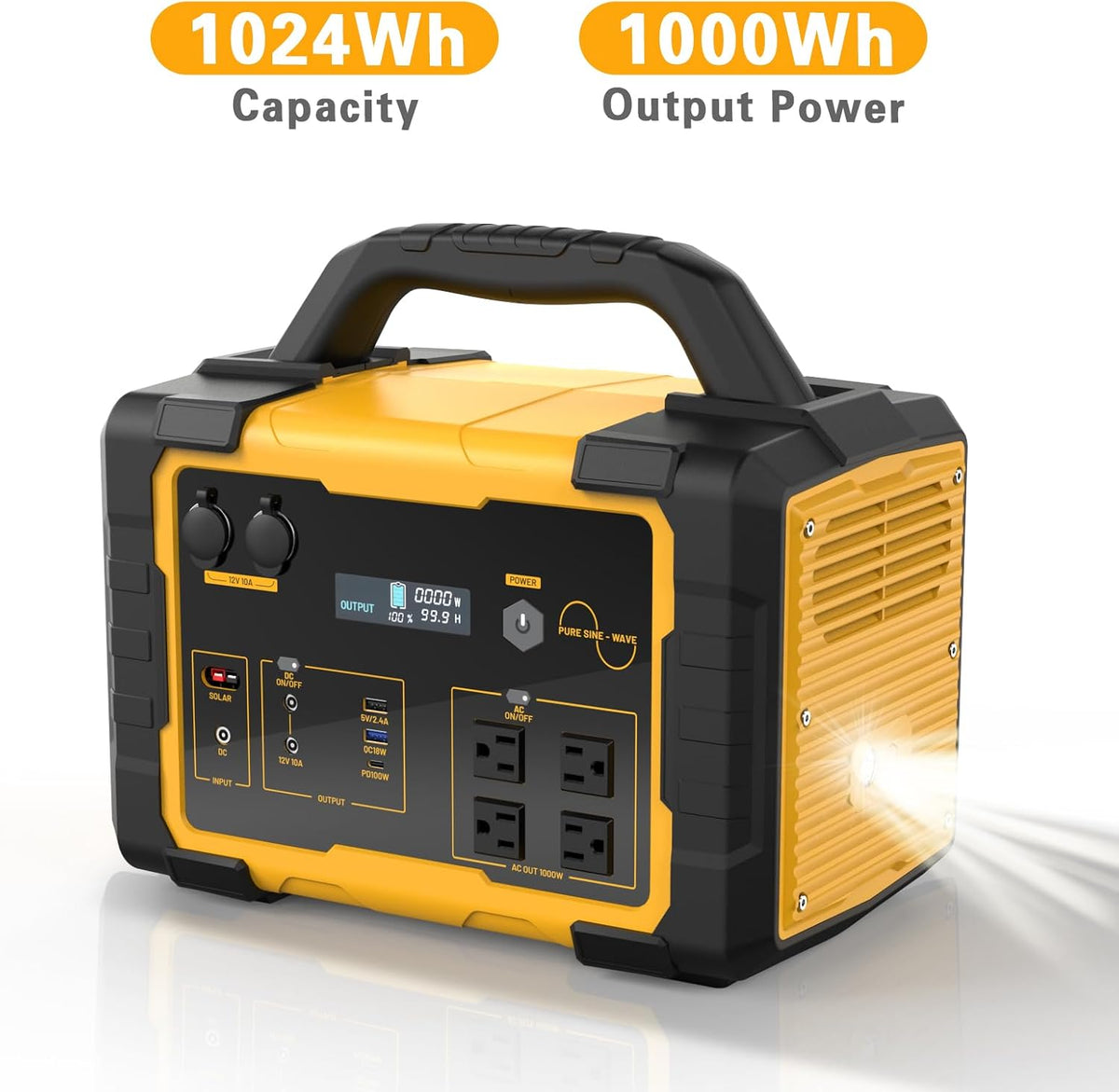 1000W Portable Power Station 1024Wh LiFePO4 for Outdoor & Home