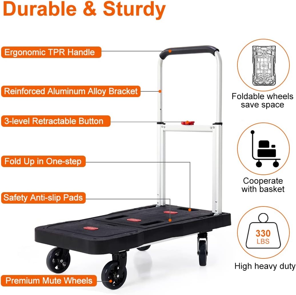 Folding Hand Truck Platform Truck 330 Lb Heavy Duty Dolly Cart