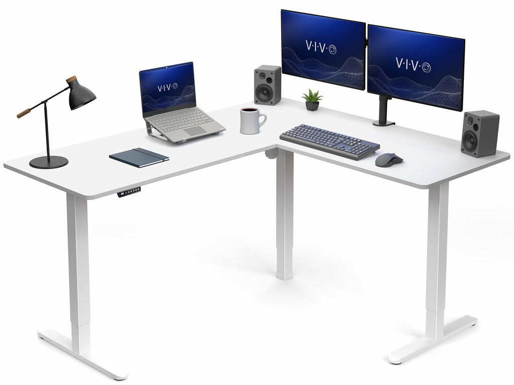 VIVO Black 63 x 55 in Corner Standing Desk, DESK-E3CTB