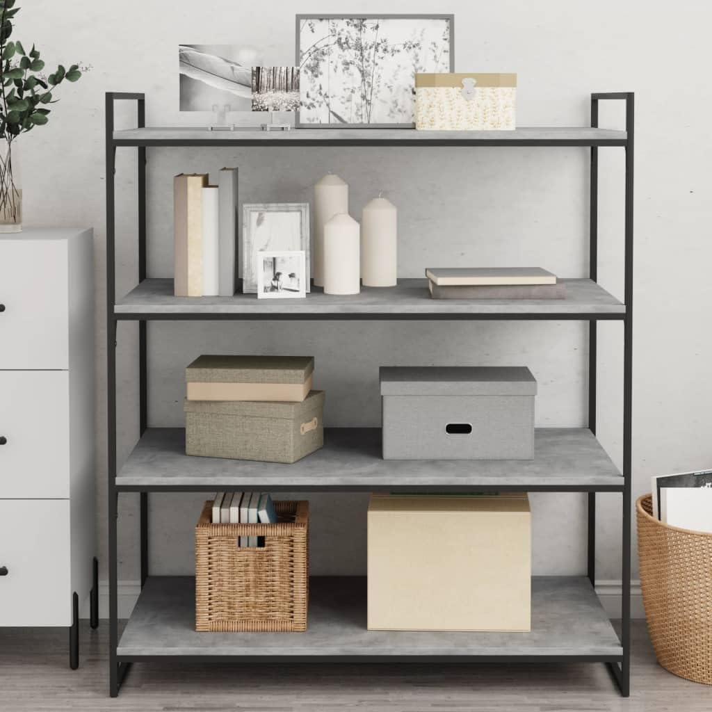 Set of 4 Wall Mounted Floating Shelves 39.4 x 19.7 in Concrete Grey Engineered Wood Decorative Display Storage Ledge for Living Room