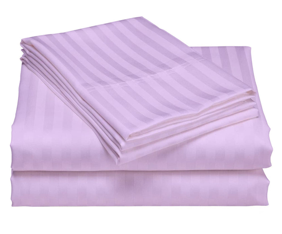 USA Full XL Sheet Set in Black Stripe 400 Thread-Count 100% Egyptian Long Staple Cotton, Sateen Weave for Soft and Silky Feel, Breathable 4-Piece Bedsheet, Elasticized 24'' Extra Deep Pocket