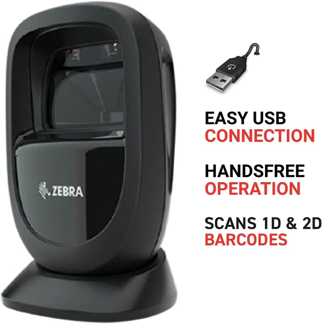 Zebra DS9308 2D/1D/QR Barcode Scanner, Handsfree Presentation Style, USB Corded Connectivity, Includes USB Cable (Renewed)