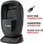 Zebra DS9308 2D/1D/QR Barcode Scanner, Handsfree Presentation Style, USB Corded Connectivity, Includes USB Cable (Renewed)