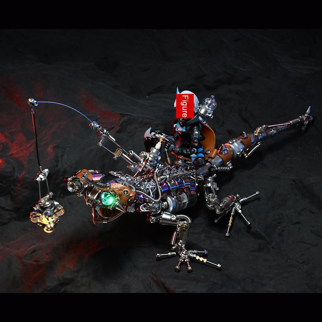 3D Metal Puzzle Animal Model Kit, 1100PCS DIY Assemble Steampunk Mechanical Lizard Model with LED Light, Creative Handcrafted Metal Art Craft Desktop Display & Decoration for Adults
