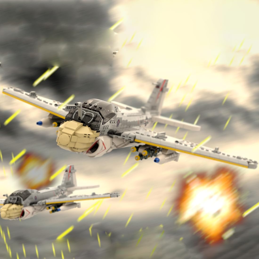 A-6E Intruder Fighter Jet Building Blocks Model, 1570PCS 1/35 Scale MOC Creative Plane Military Aircraft Model Display Set, Collectible Gifts Set for Adults