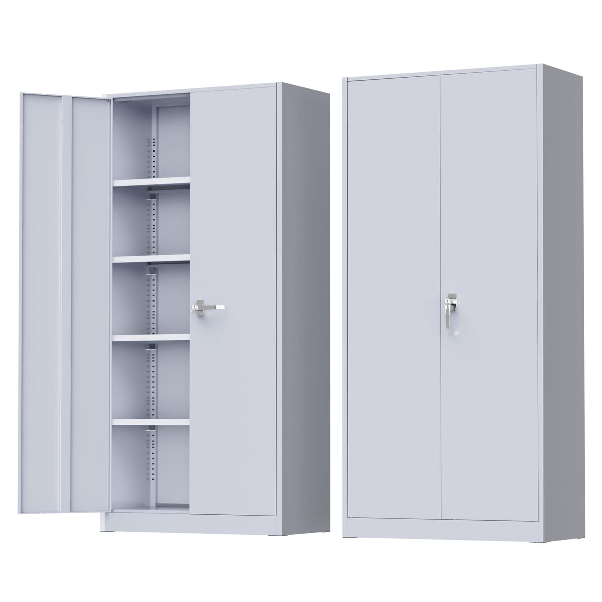 Greenvelly Metal Garage Storage Cabinet with 4 Swivel Wheels, 73" Black Storage Cabinet on Wheels, Rolling Tool Cabinet with Locking Doors and Shelves for Garage, Basement, Home, Warehouse
