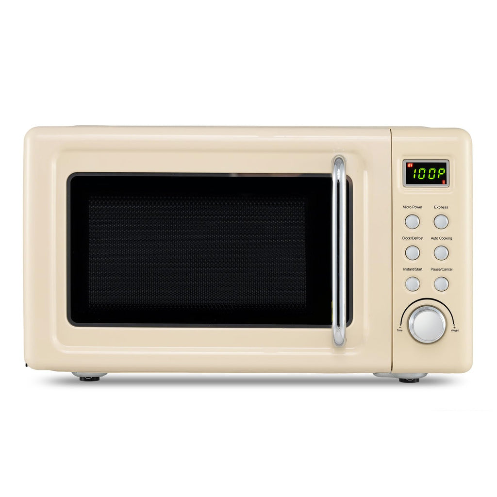 MAT EXPERT 0.7 Cu.ft Compact Microwave Oven, Digital Timing & Child Lock, Small Microwave w/Glass Turntable & 6 Preset Buttons, Delayed Start Function, 700W Mini Microwave w/5 Micro Power (White)