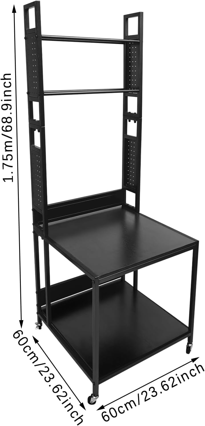 3D Printer Stand with Filament Storage Rack, 2-Tier Heavy Duty Mobile Printer Table with Wheels for Studio Office Storage and Organization